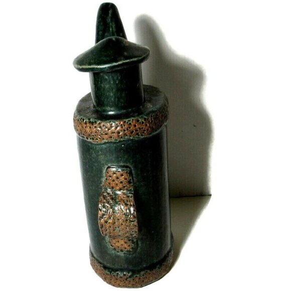 Green Glazed Teapot with Mushroom Lid Studio Art Pottery Unusual Style - Picture 3 of 12